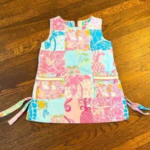 Vintage Lilly Pulitzer Palm Beach Patch Print Shift Dress Kids Size 3T